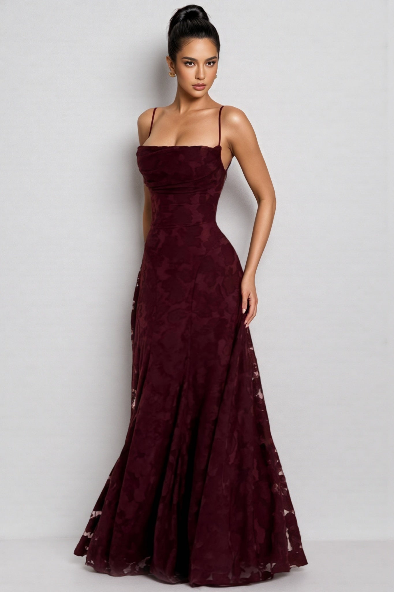 Liralk Red Strapless Mesh Maxi Dress