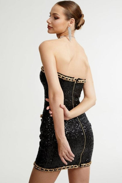 Freda Embroidered Sequins Strapless Mini Dress