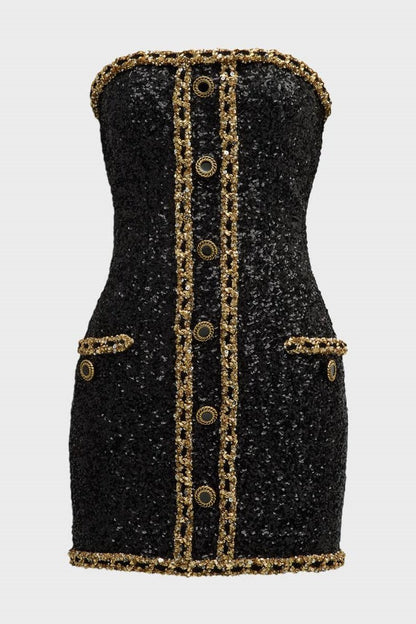 Freda Embroidered Sequins Strapless Mini Dress