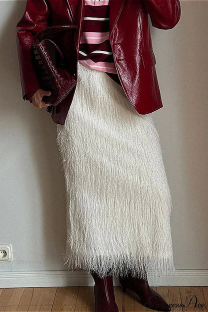 Fringe High Waist A-line Midi Skirt