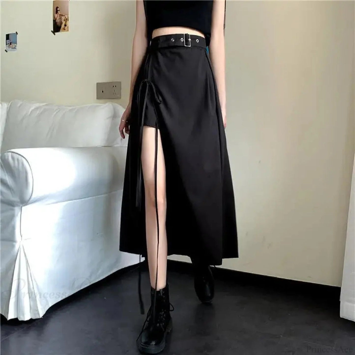 Gathered Patchwork Pleated Skirt