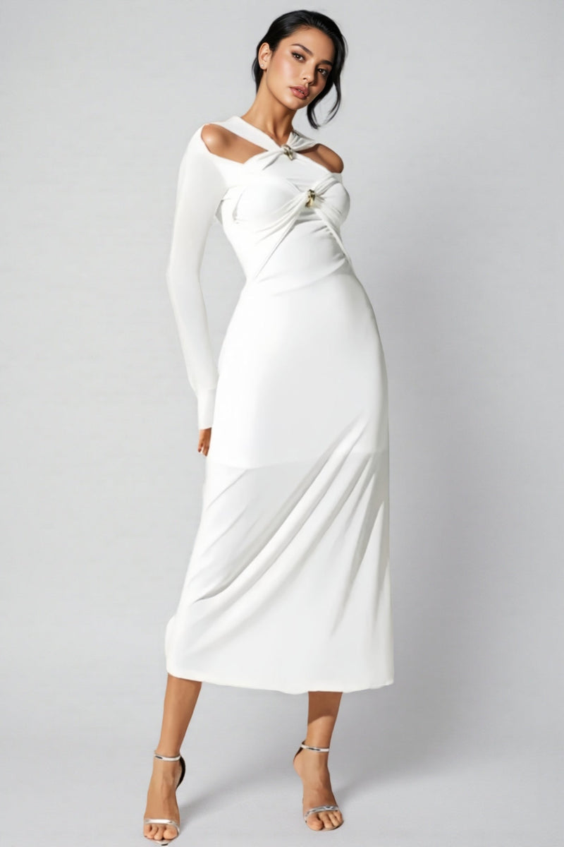 Colour Strappy Maxi Dress-white