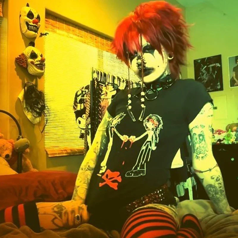 Gothic Printed Cropped T-shirt