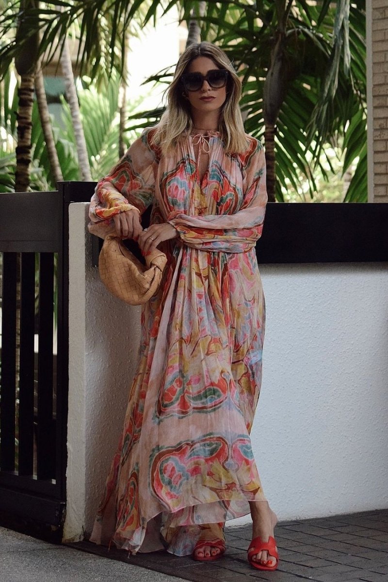Grace Printed Balloon Sleeve Midi Dress