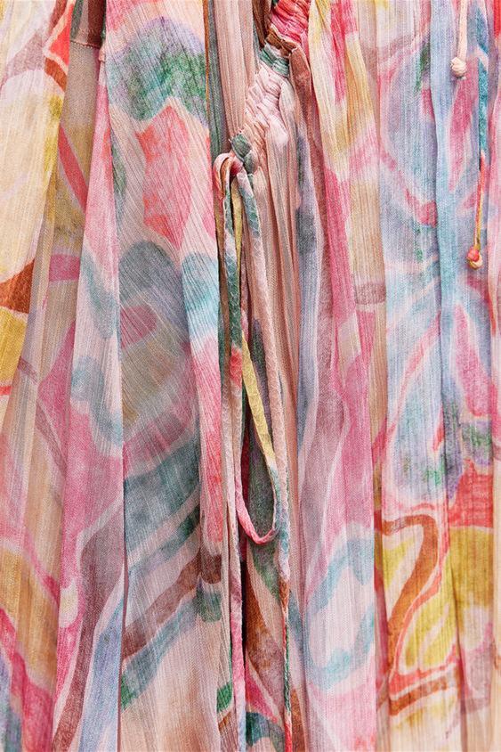 Grace Printed Balloon Sleeve Midi Dress