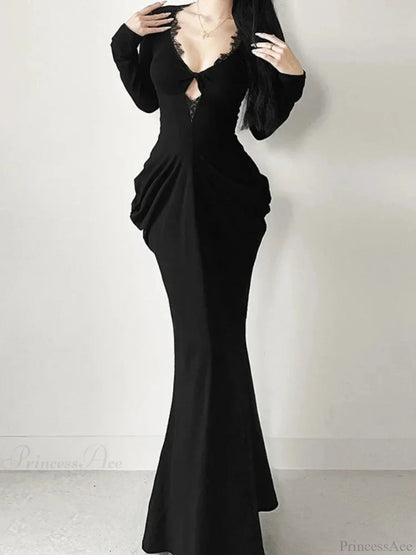 Graceful Lace Patchwork Corset Long Dress