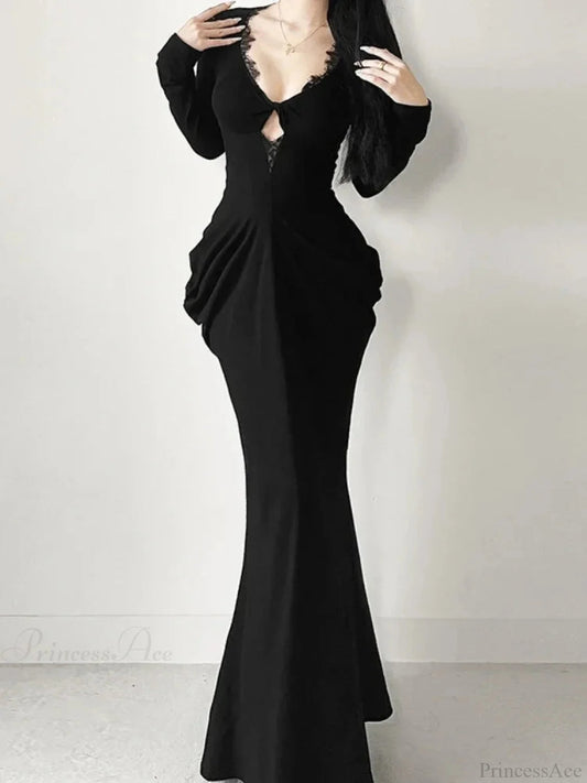 Graceful Lace Patchwork Corset Long Dress