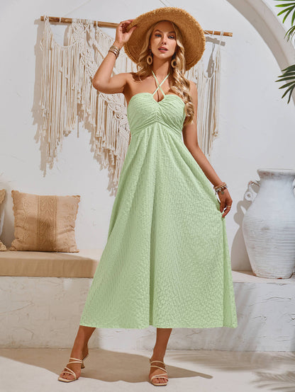 Reservation for Two Halter Maxi Dress - Green
