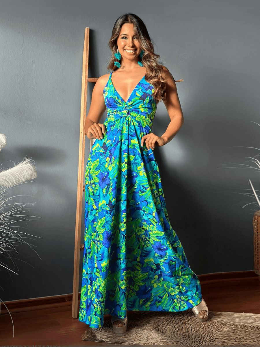 Cynthia V-neck Maxi Dress - Green