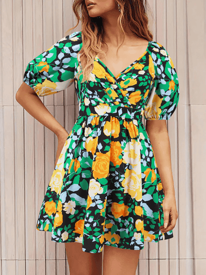 Ellerie Wrap Mini Dress - Green
