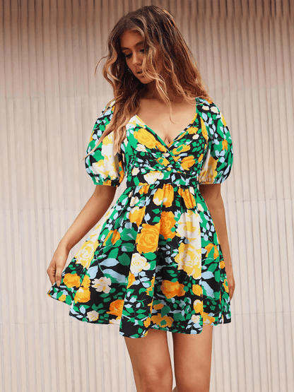 Ellerie Wrap Mini Dress - Green