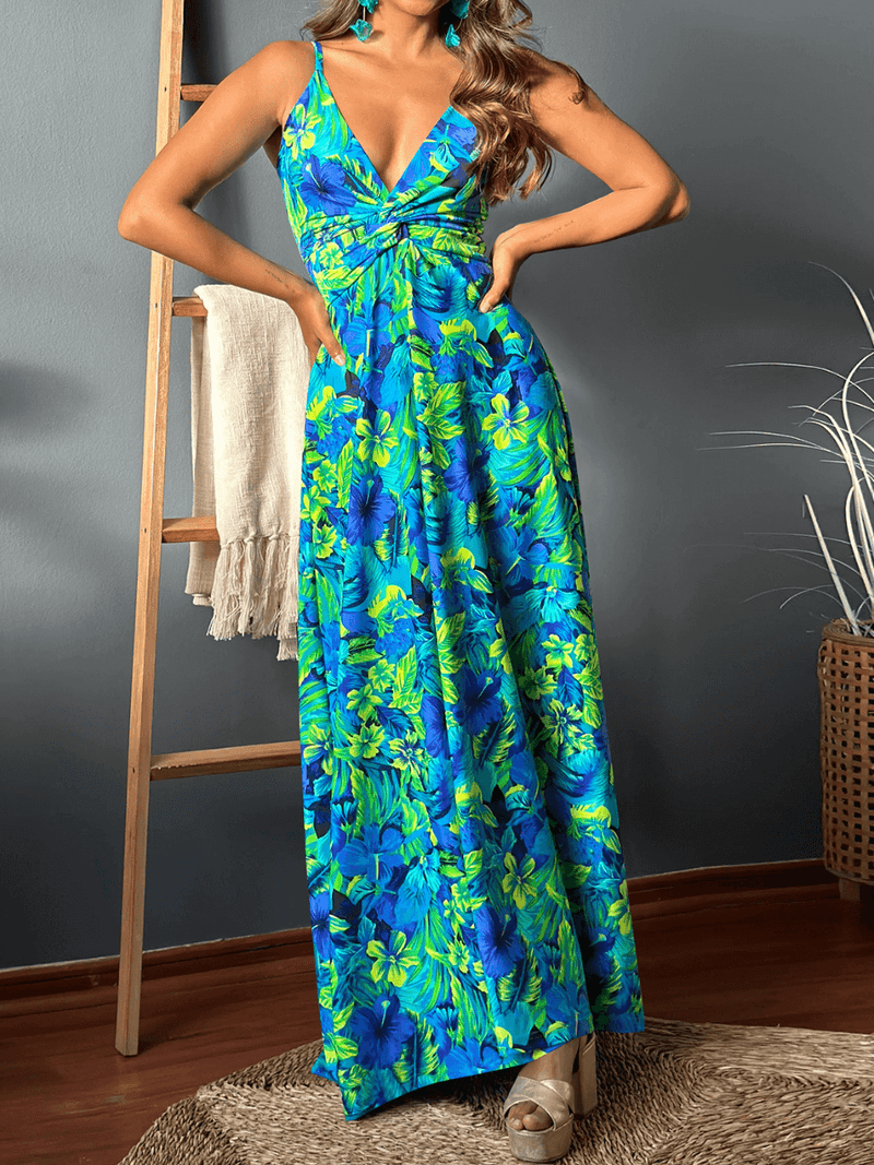 Cynthia V-neck Maxi Dress - Green