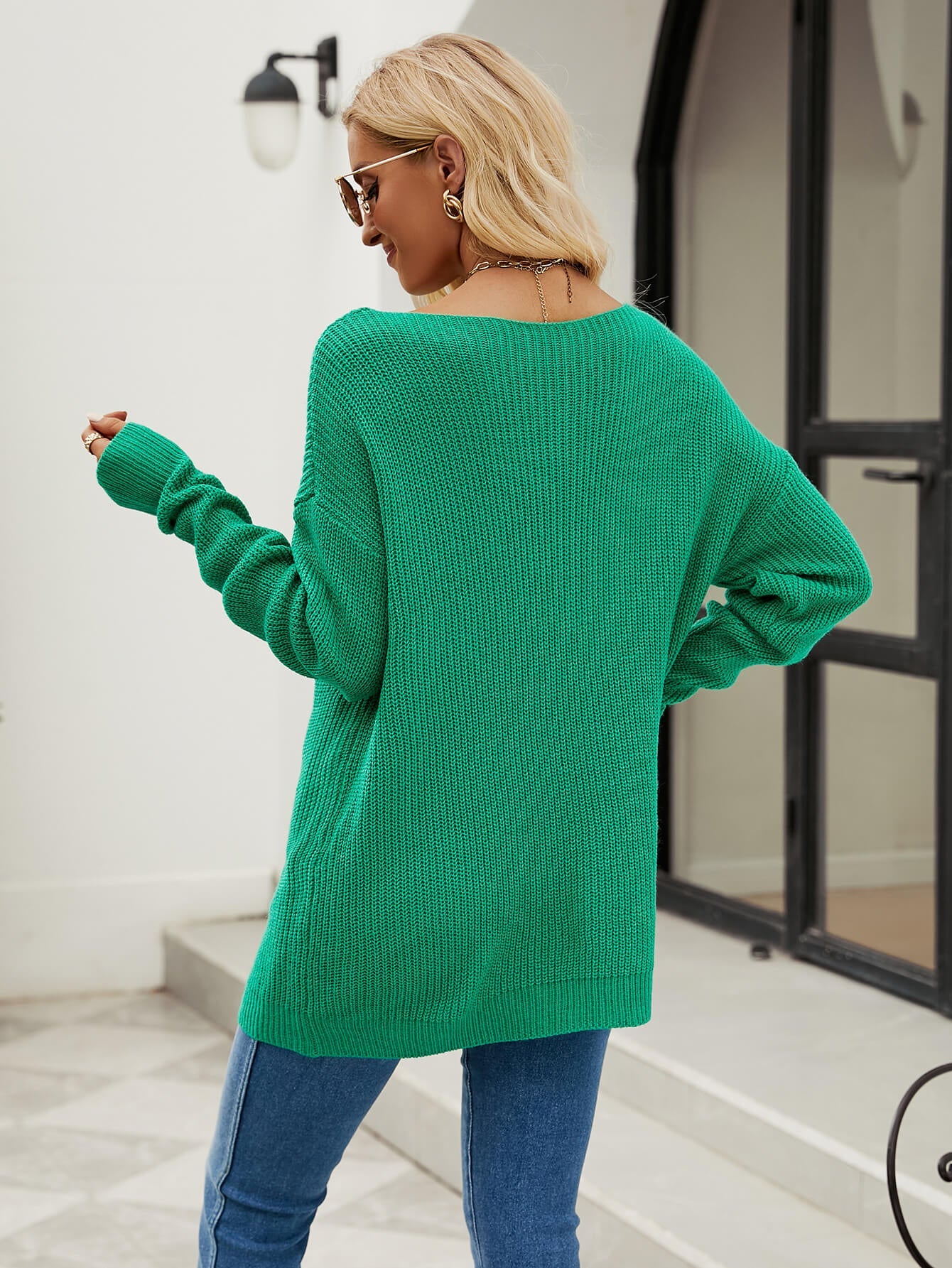 Easy Does It Ripped Knit Sweater - Green