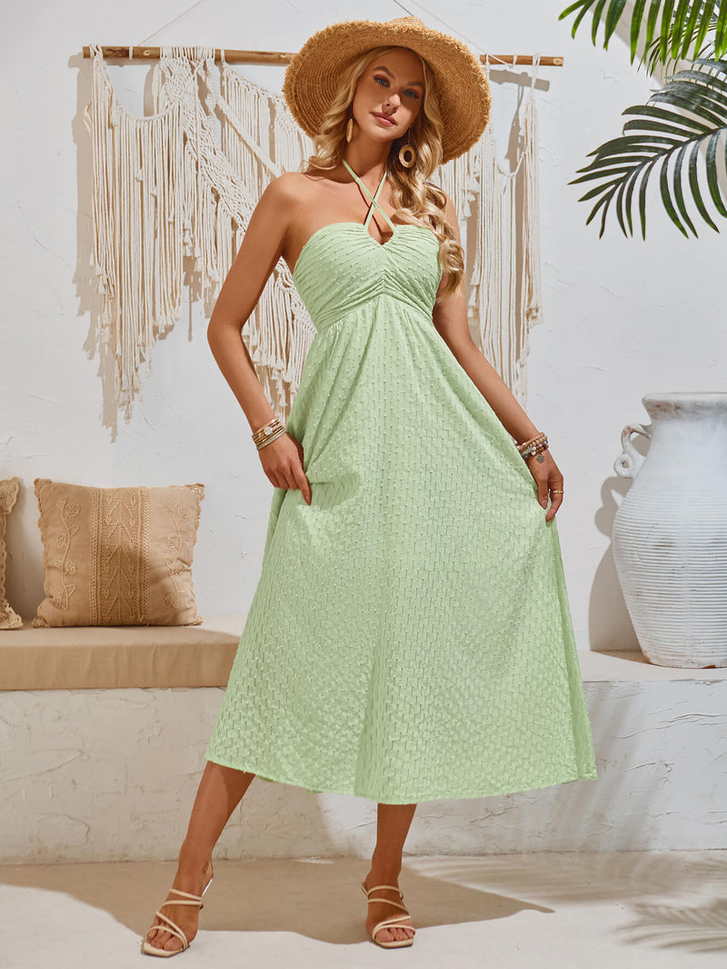 Reservation for Two Halter Maxi Dress - Green