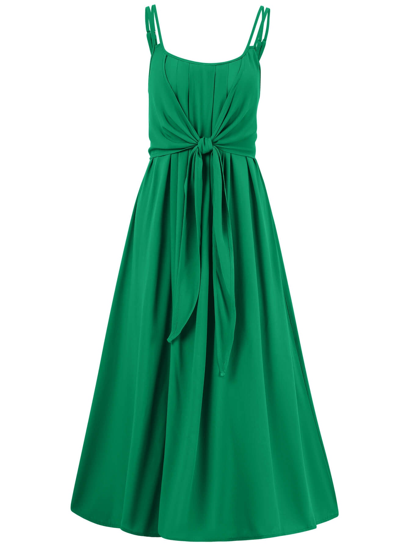 Touch of Lawn Front Tie Midi Dress - Green