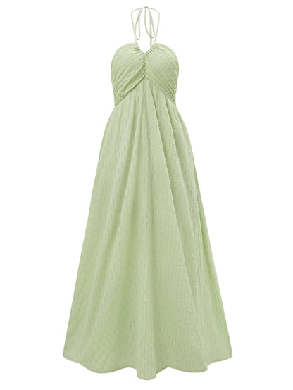 Reservation for Two Halter Maxi Dress - Green