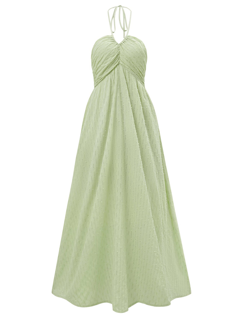 Reservation for Two Halter Maxi Dress - Green