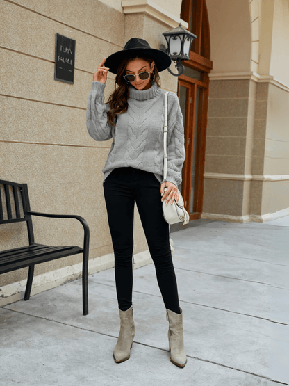 Alyson Turtleneck Cable Knit Sweater