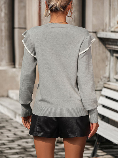 Nonnie Knit Pullover Sweater - Grey