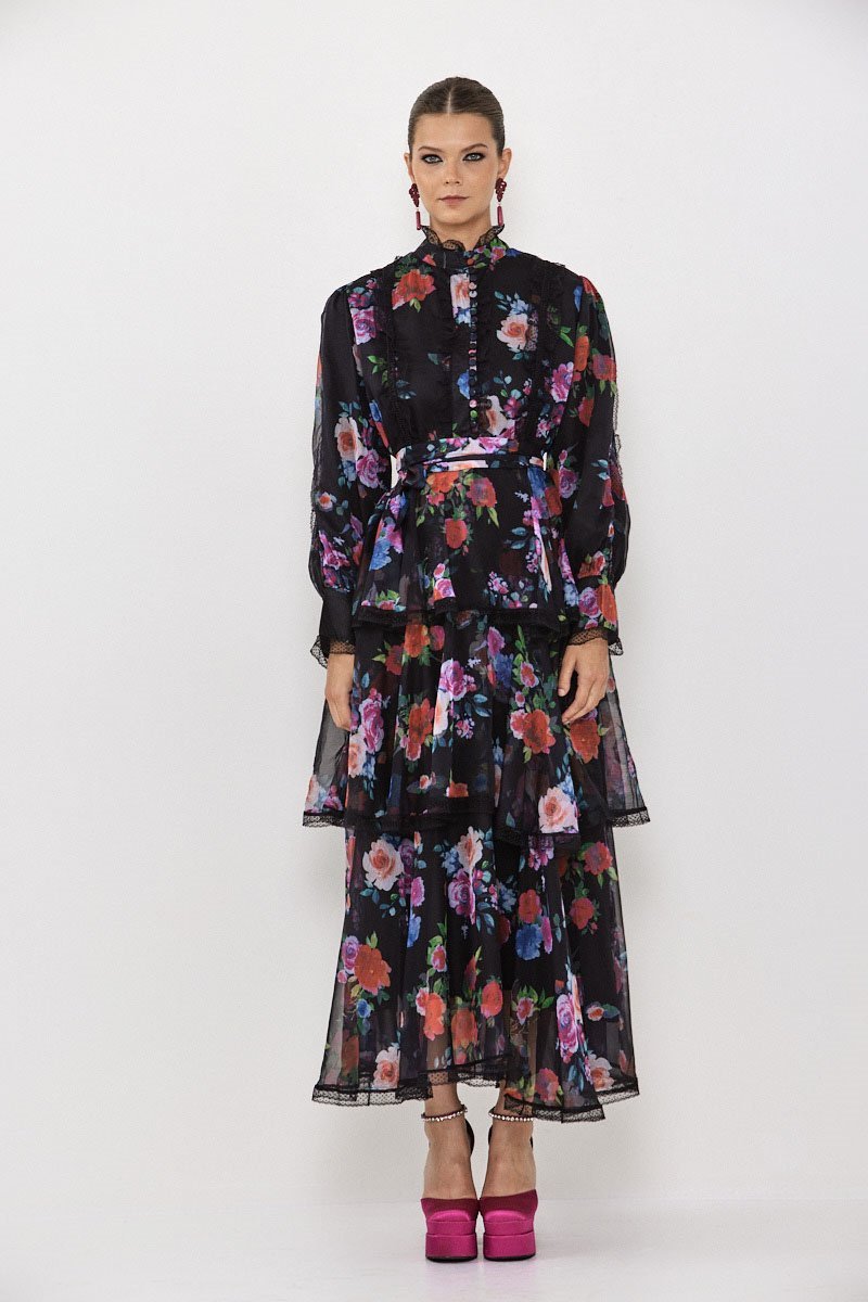 Hazel Tiered Chiffon Maxi Dress