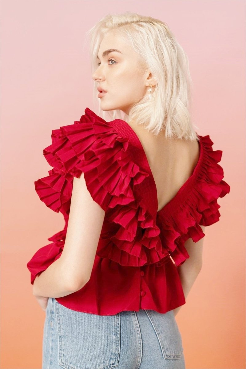 Helen Ruffle V-neckline Blouse