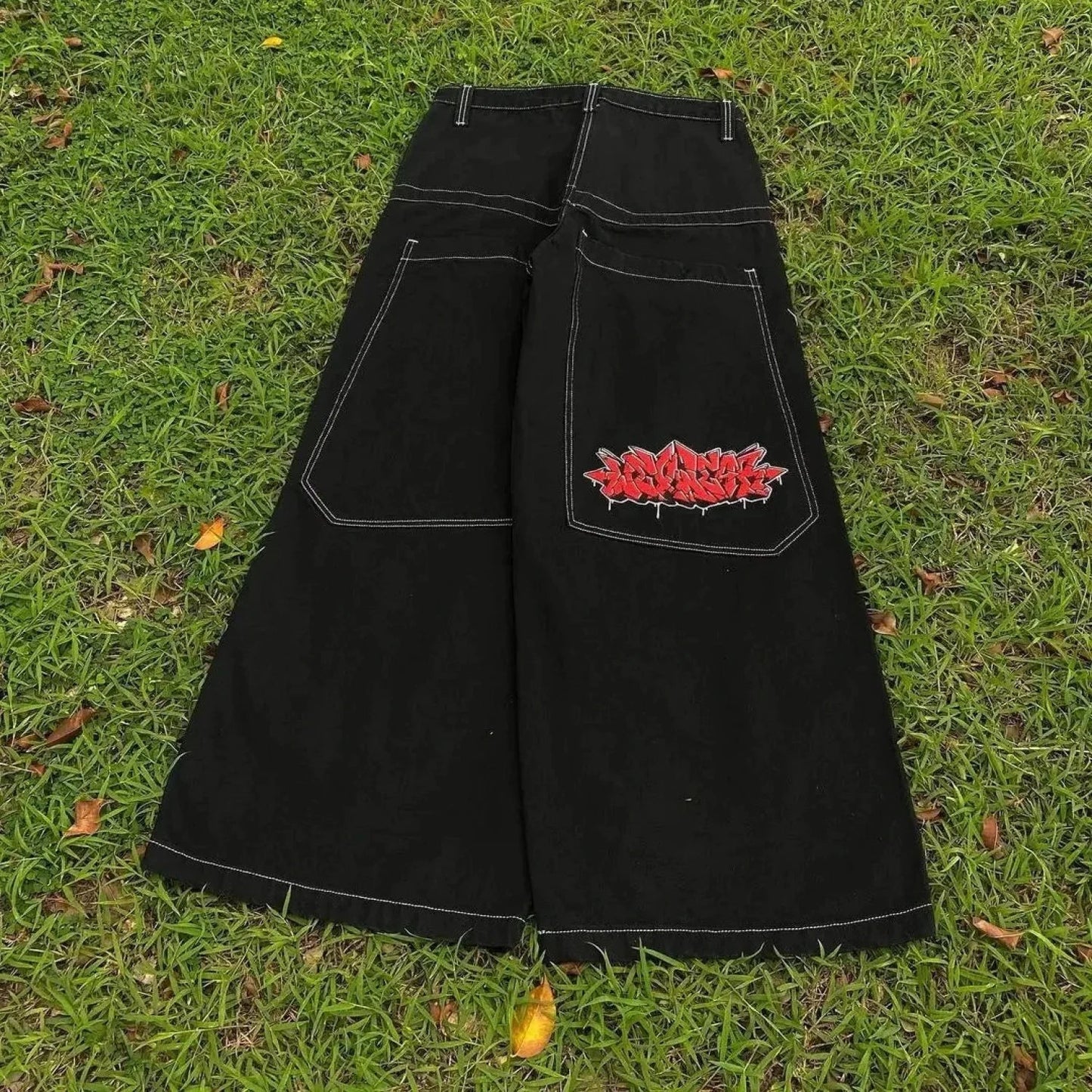 Hip Hop Eerie Rebellious Embroidery Denim Pant