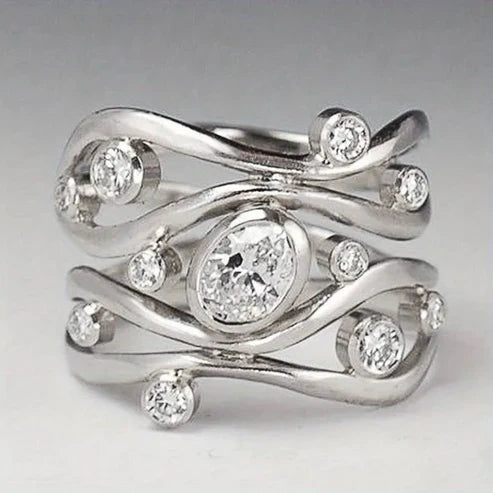 Irregular Ring With Zirconia in Silver