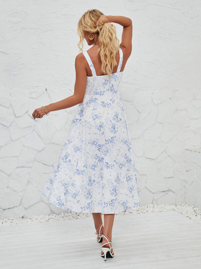 Sleeveless Summer Midi Dress With Leg Slit