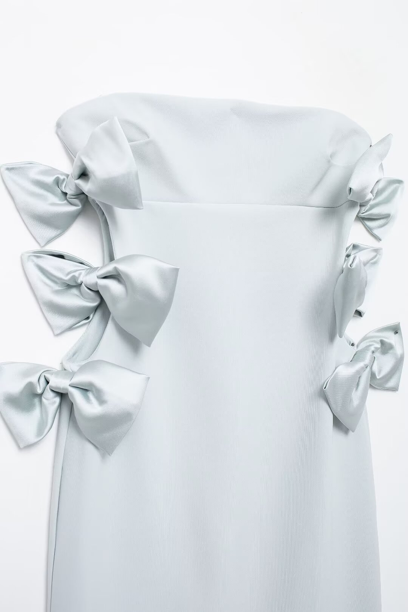 Strapless Bow Hollow Mini Dress
