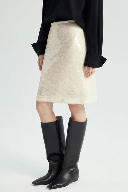 Mona Sequin-embroidered Midi Skirt