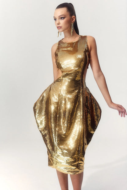 Maggie Heart Cut Outs Sequins Midi Dress
