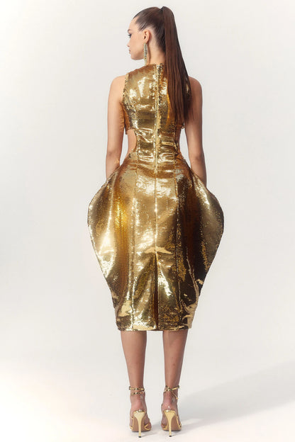 Maggie Heart Cut Outs Sequins Midi Dress