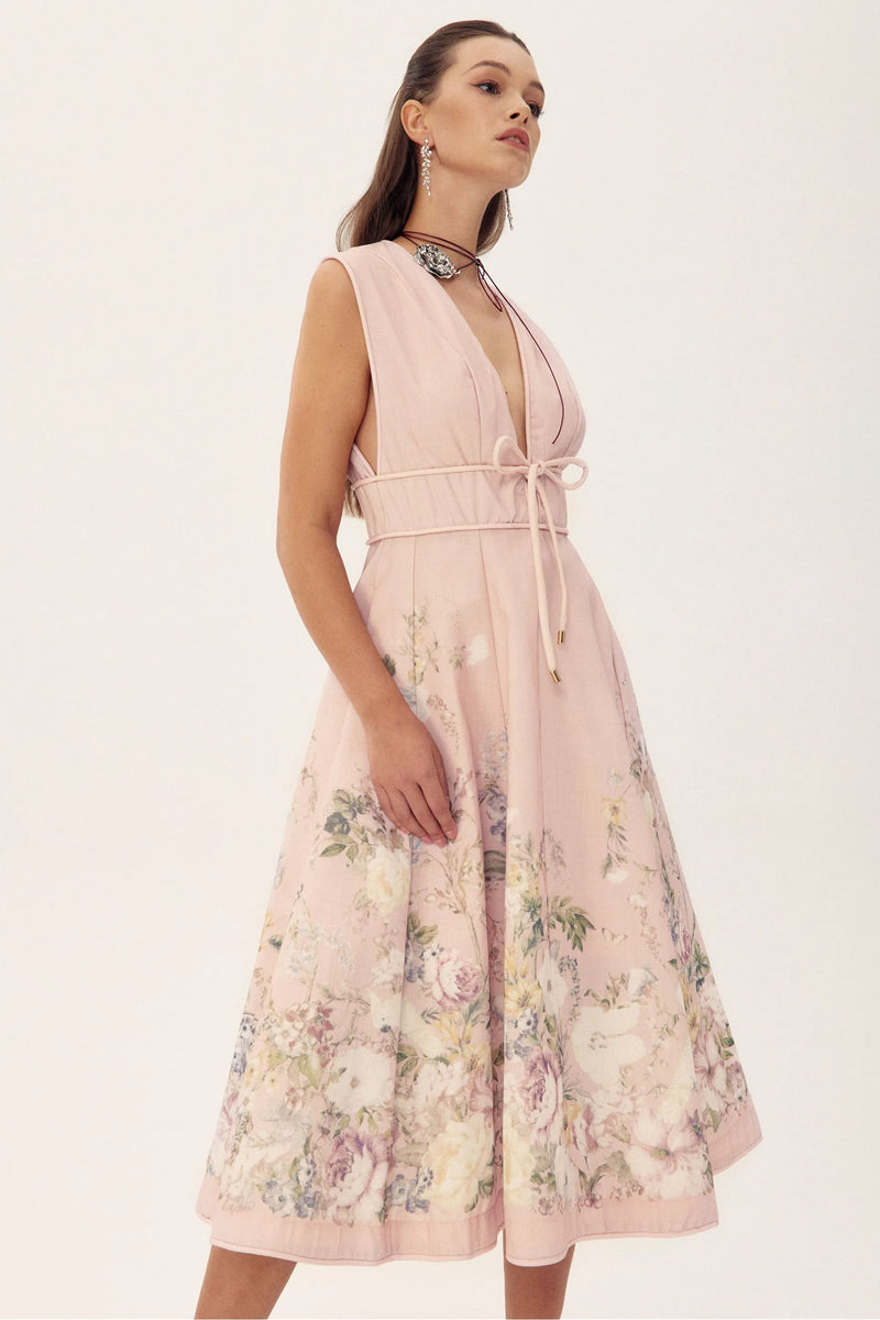 Hannah Printed Sleeveless Midi Dress