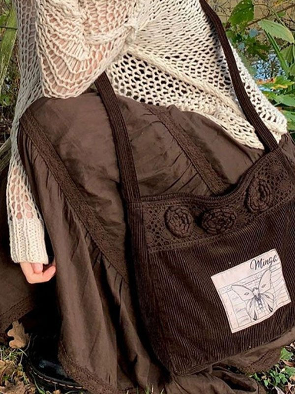 Brown Tiered Midi Skirt