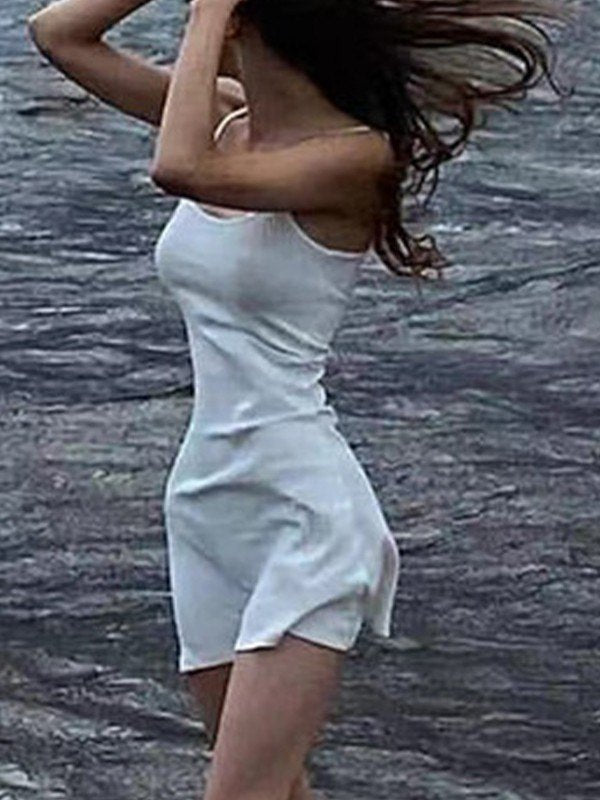 White Summer Beach Slim Mini Dress