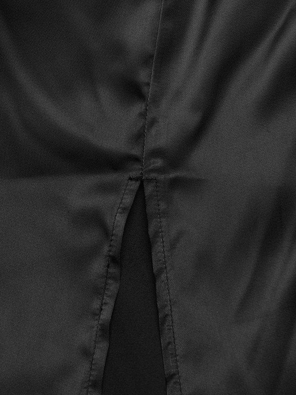 Black Satin Cowl Neck Split Maxi Dress