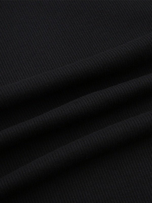 Black Knit Mini Dress With Long Sleeves