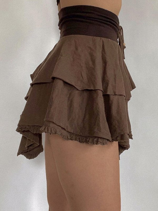 Lace Double Layer Mini Skirts