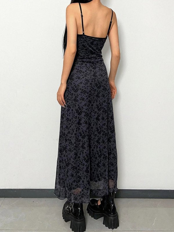 Black Generous Collar Slim Maxi Dresses