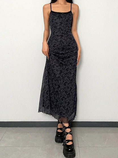 Black Generous Collar Slim Maxi Dresses