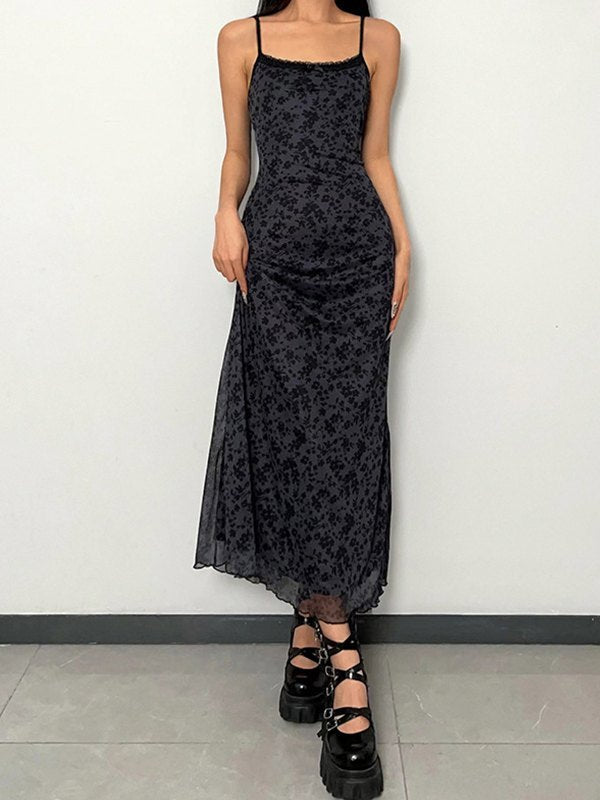 Black Generous Collar Slim Maxi Dresses