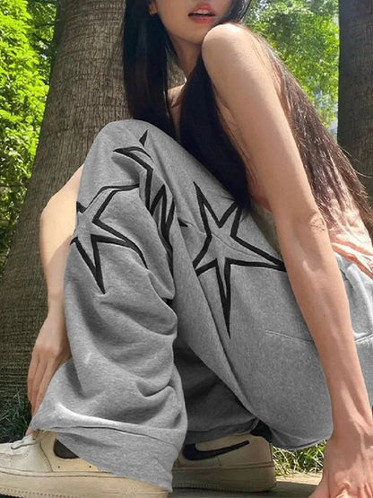 Baggy Sweatpants With Stars Embroidery