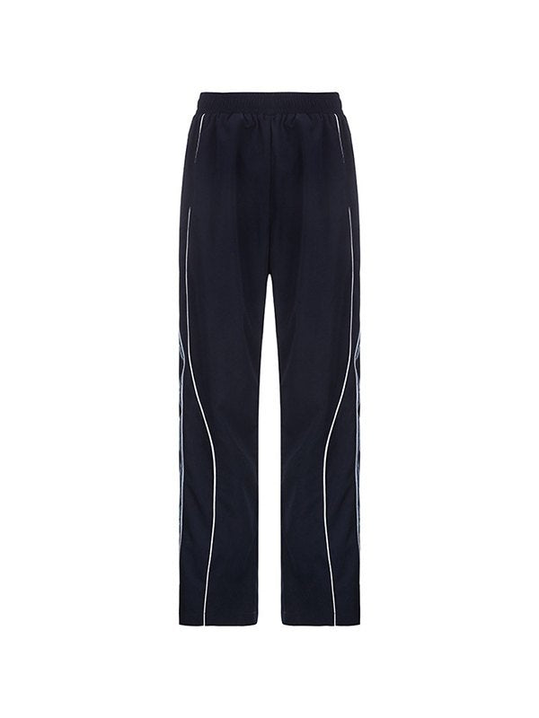 Striped Navy Blue Retro Sporty Baggy Sweatpants