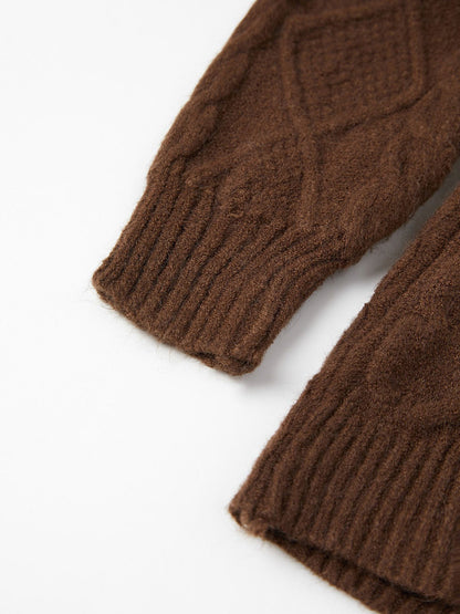 Oversize Brown Cardigan With Hood