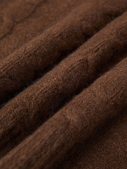 Oversize Brown Cardigan With Hood