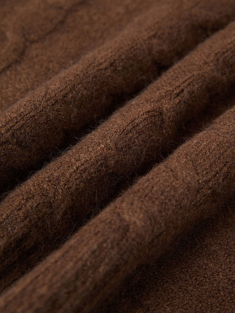 Oversize Brown Cardigan With Hood