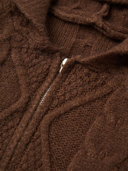 Oversize Brown Cardigan With Hood
