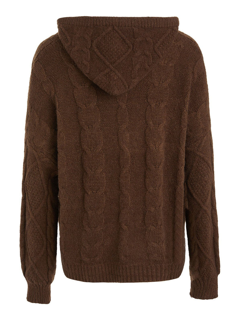 Oversize Brown Cardigan With Hood