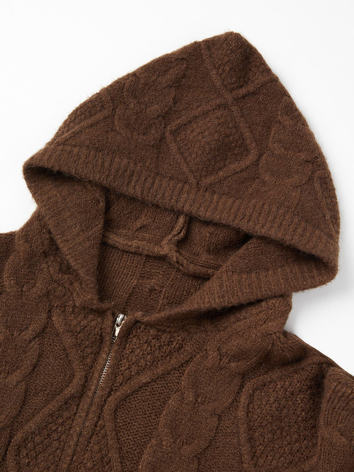 Oversize Brown Cardigan With Hood
