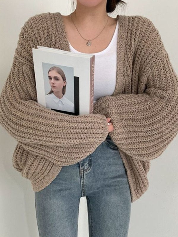Oversized Open Front Long Sleeve Knit Cardigan